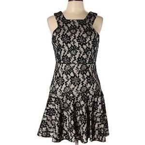 black floral sleeveless dress